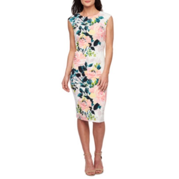 London Times Dresses & Skirts - London Style Cap Sleeve Floral Sheath Dress